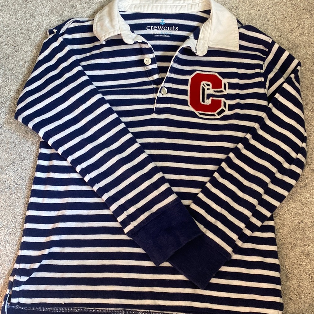 Jcrew boys long sleeve striped polo size 6-7